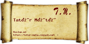 Tatár Máté névjegykártya
